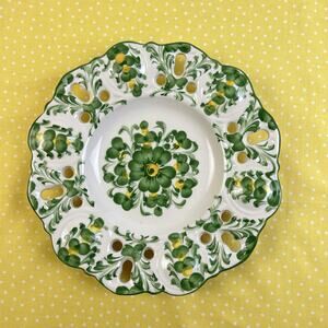 Portugal Plate Jay Willfred Pierced Wall Hanging Andrea by Sadek Green Yellow